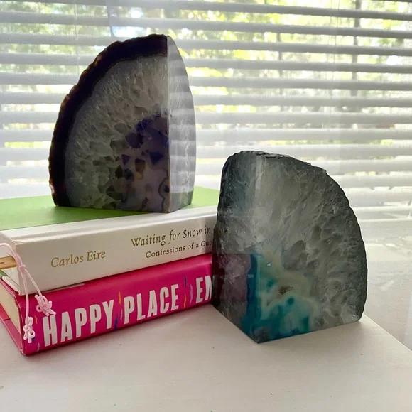Natural Geode Bookends. Paperweights. Purple or blue agate pieces. Brazilian - Picture 4 of 16